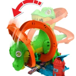 City Conjunto de Juego T-Rex Batalla en Llamas con Coche Metálico Escala 1:64 y Dinosaurio Enemigo><noscript><img width=