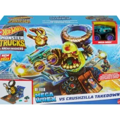 Monster Trucks Arena Smashers Mega Wrex Vs Crushzilla Takedown>Hot wheels Hot
